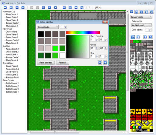 Color palette editor screenshot - changing track colors